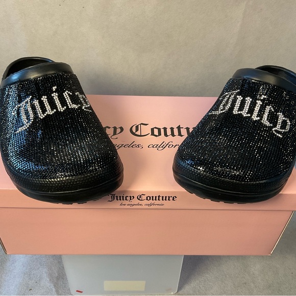 Juicy Couture  Rhinestone Comfort Clogs Sparkly Black - Size 8 - Picture 12 of 13